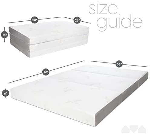 Milliard Trifold Mattress, Queen Size, 6 inch, Portable Foldable Mattress Que...