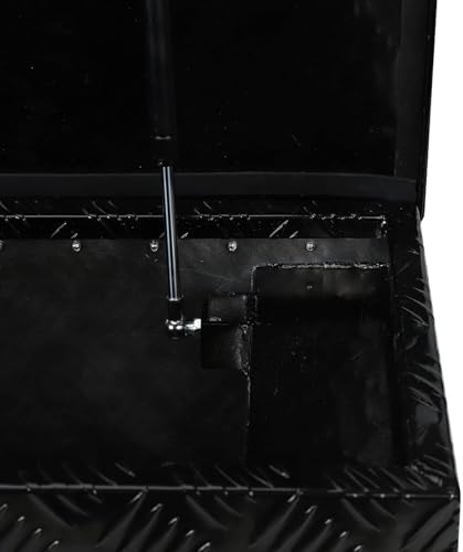 63 in aluminum truck bed tool box, crossover, front angle view