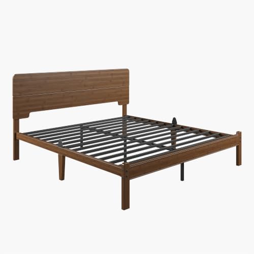 14" solid bamboo wood king size bed frames, view 9