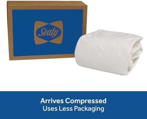 sealy complete waterproof fitted mattress protector queen, front angle view