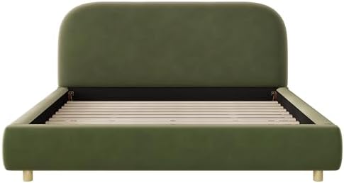 queen size bed frame, upholstered cloud boucle platform, view 9