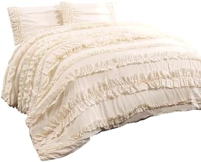 lush decor c07815p13 belle ivory comforter (96 x, front angle view