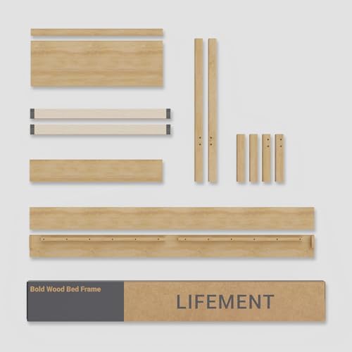lifement queen bed frame signature wood platform, noise, view 9