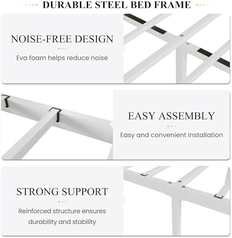 sha cerlin full size metal bed frame with on a desk or shelf