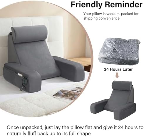 enitya 19" reading pillow for bed with firm on a desk or shelf