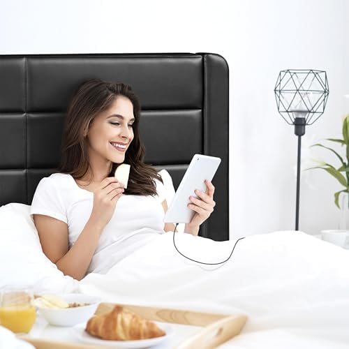 yaheetech full upholstered bed frame with storage &, view 9