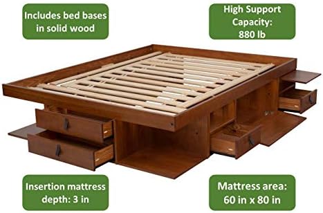 memomad Bali Storage Platform Bed Frame, Queen Size, Caramel Brown