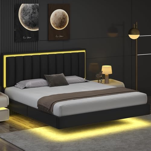 immerstable king size floating bed frame with led, view 9