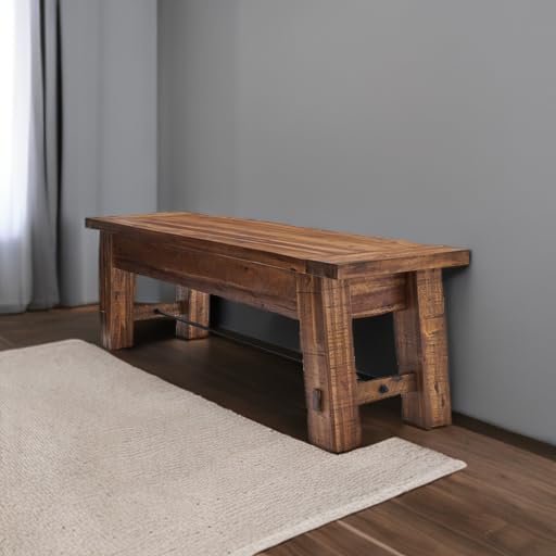 Alaterre Durango Rustic Industrial Solid Wood Entryway Bench, Natural, 60”