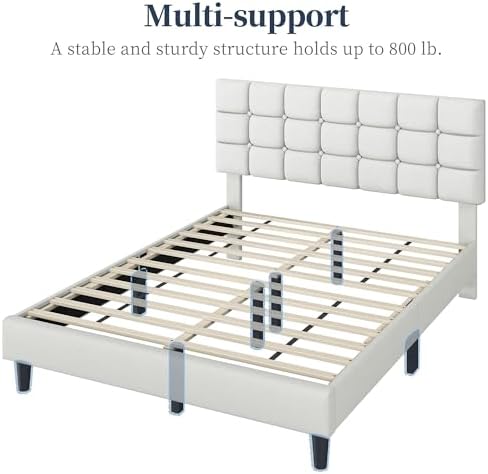yaheetech queen size upholstered tufted bed frame with, view 9