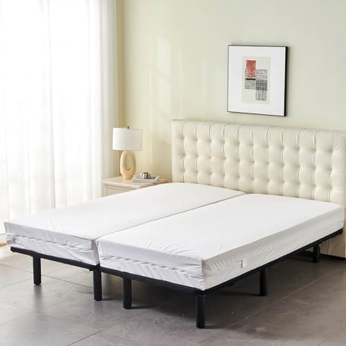 kingnex zippered split king mattress protector for adjustable, front angle view
