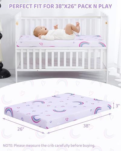 lasoftan Pack and Play Mattress - 38" x 26" Soft Breathable Portabl...