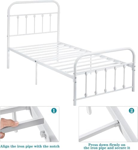 VECELO Twin Size Sturdy Metal Platform Bed Frame Classic Victorian Style Bed ...