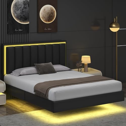 immerstable full size floating bed frame with led, view 9