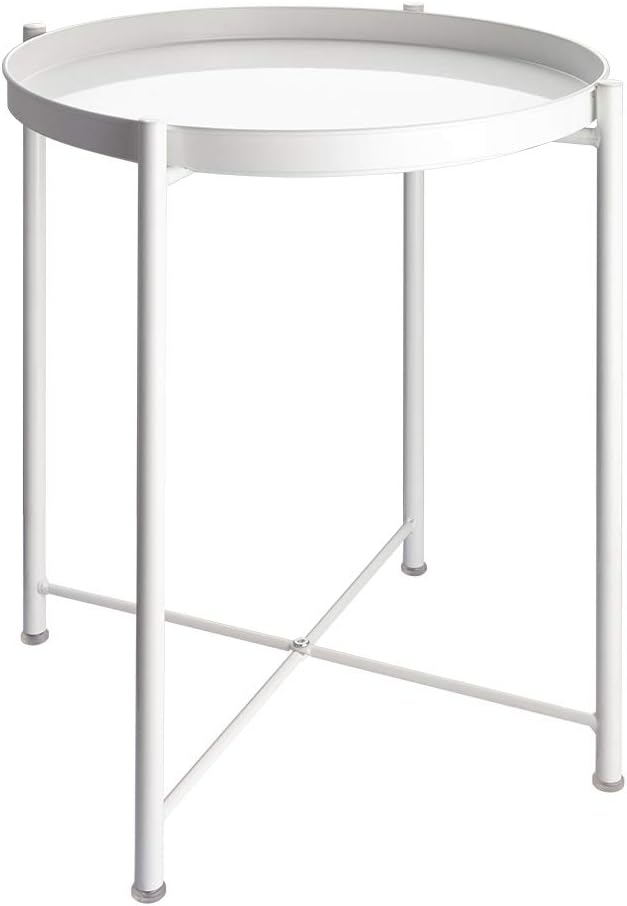 EKNITEY End Table,Folding Metal Side Table Waterproof Small Coffee Table Sofa...