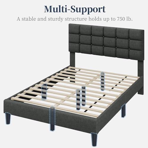 yaheetech full size upholstered tufted bed frame with, view 9