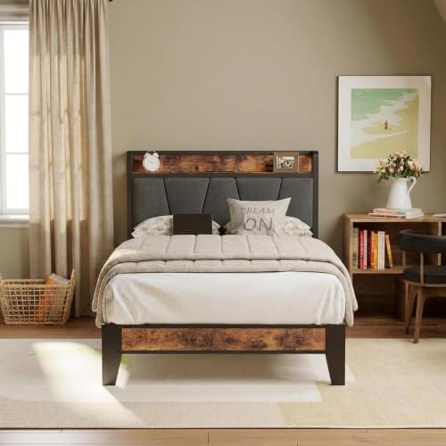likimio twin size bed frame with storage headboard, view 9