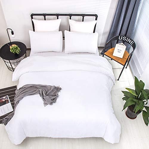 clothknow white queen comforter set 3pcs white bedding on a desk or shelf