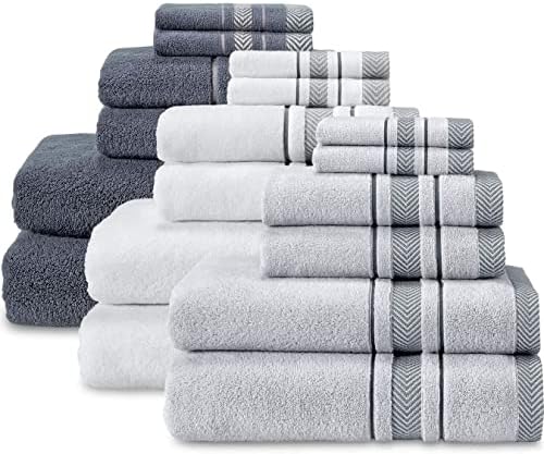 bath towels set for bathroom – luxury 6-piece, front angle view