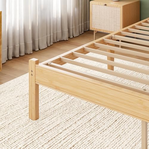 ziyoo solid bamboo wood king size bed frame, view 9
