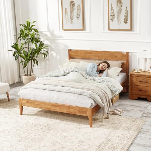 softa venso king solid wood bed frame with, front angle view