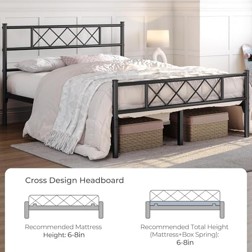 yaheetech full metal platform bed frame with simple, view 9