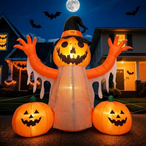 8FT Halloween Inflatables Pumpkin Scarecrow Outdoor Decorations