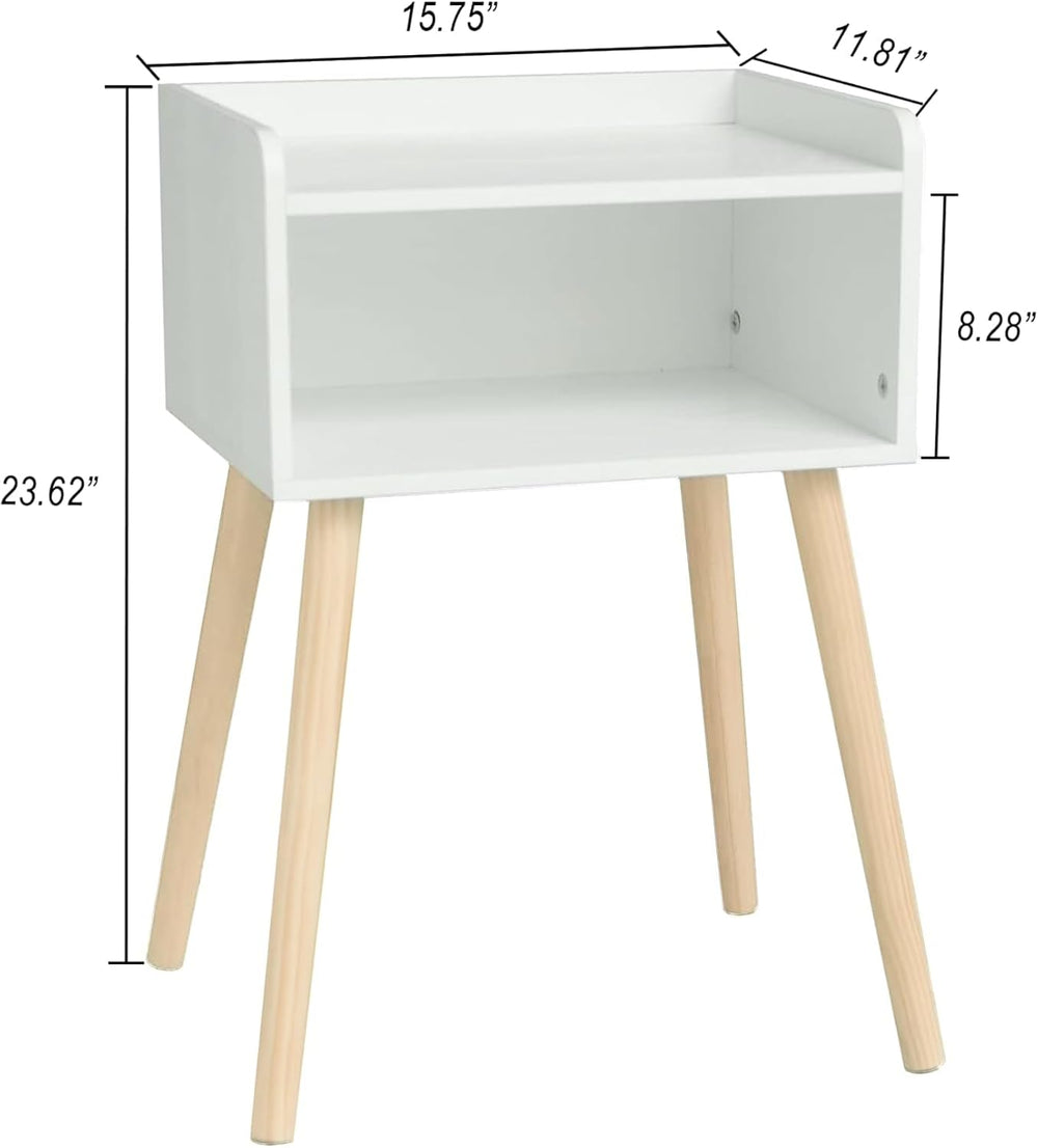 White Nightstand, Small Bedside Table for Small Spaces