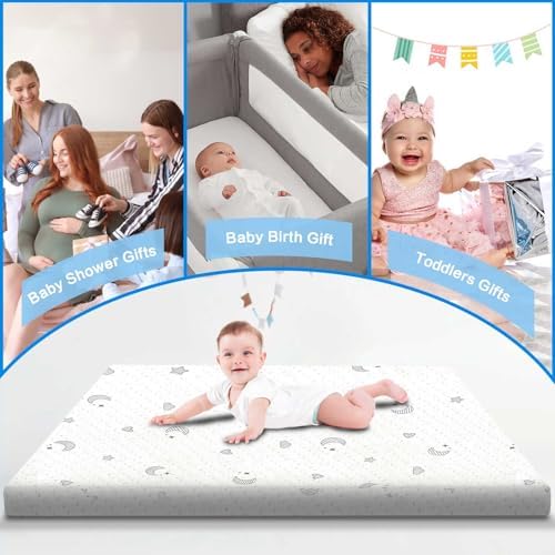 Breathable Pack and Play Mattress Pad (38"x26"x1.8"), Waterpro...