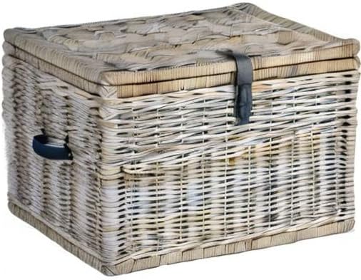 The Basket Lady Deep Wicker Storage Trunk, L, Serene Grey