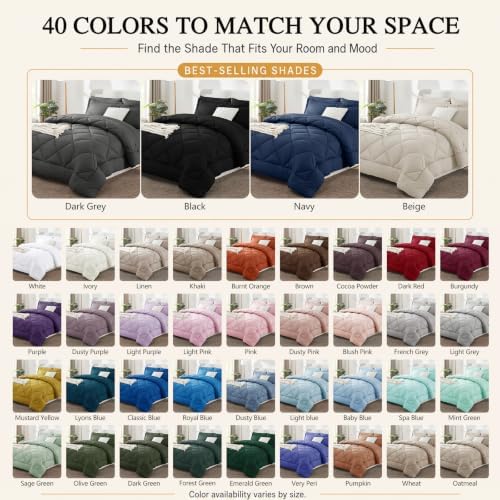 CozyLux Queen Comforter Set 88"x88" Black - 7 Piece Bed in a Bag