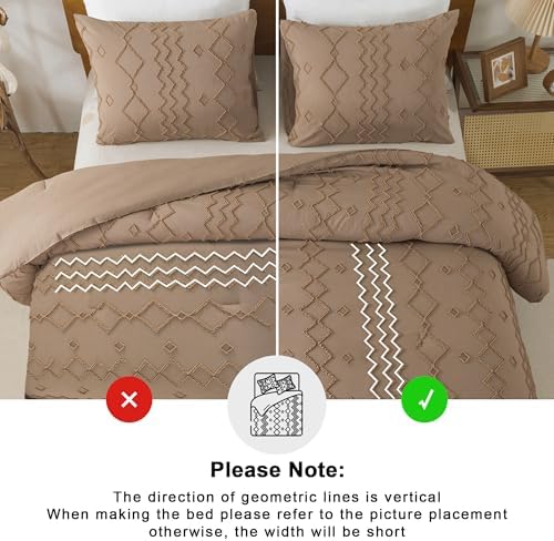 Andency California King Comforter Set Taupe, 3 Pieces Bedding