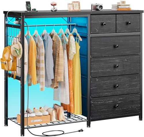 enhomee 49.2" w dresser with hanging rack &, view 9