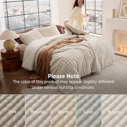 bedsure 3d cloud bubble comforter fluffy comforter set, view 9