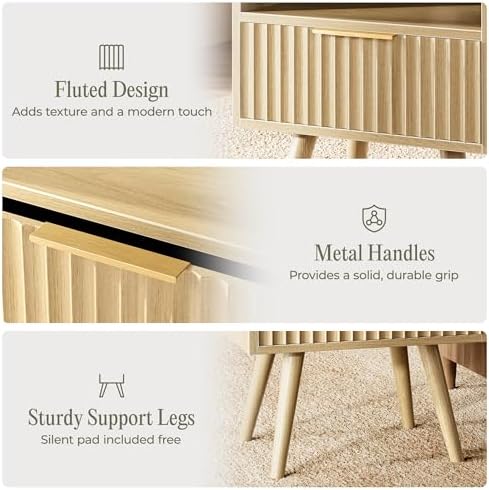 huuger nightstand with charging station, usb-c port, end, front angle view