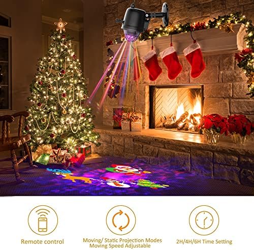 2025 Upgrade Halloween Christmas Projector Lights,2-in-1 Moving Holiday Landscape Lights,30 HD Wave Ocean Effects,Outdoor Waterproof Projection Light for Xmas Halloween Party Garden Decorations