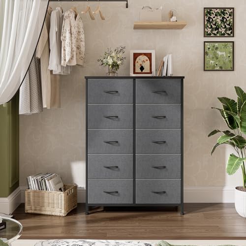 dumos 10 drawer dresser for bedroom, storage organizer on a desk or shelf