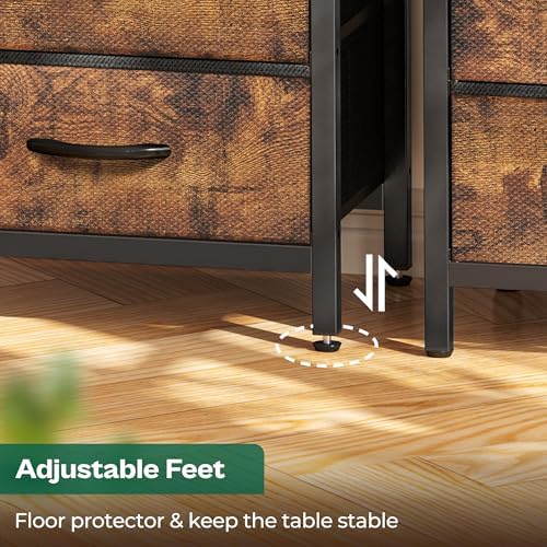 huuger nightstand with charging station, 27.6 inch bedside, front angle view