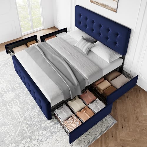 idealhouse full size bed frame with 4 storage, view 9