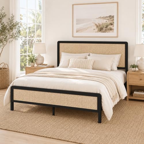 immerstable rattan full size bed frame with headboard, view 9
