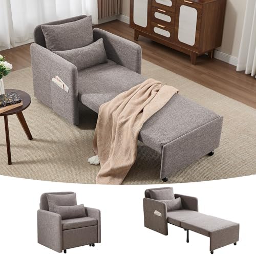 Iroomy 5-Level Adjustable Convertible Sleeper Chair, 3-in-1 Pull Out Sofa Bed...