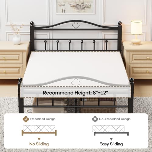 metal full size bed frames with headboard, front angle view