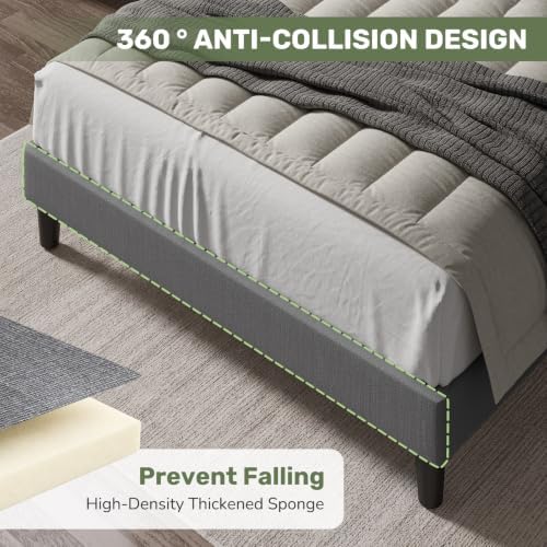 olixis queen size bed frame with headboard, platform on a desk or shelf
