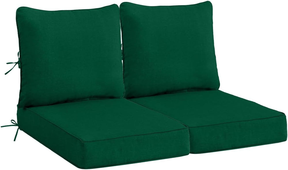Olefin Deep Seat Cushion Set of 2, Water Resistant Patio Dark Green 24x24x4