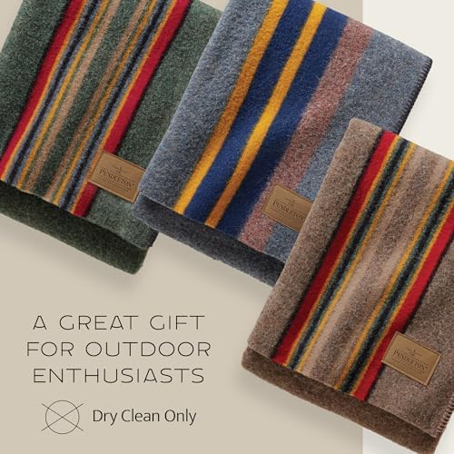 pendleton yakima throw 54" x 66", wool cotton on a desk or shelf