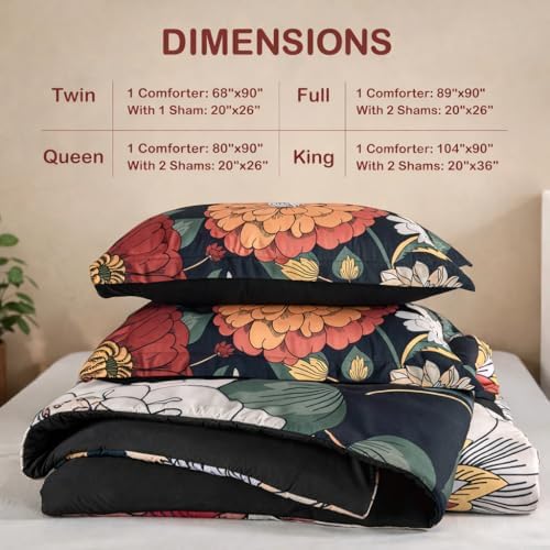 tyrot black boho floral king comforter set on a desk or shelf