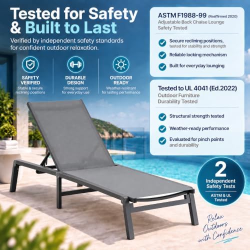 ciokea aluminum chaise lounge ourdoor - foldable &, front angle view