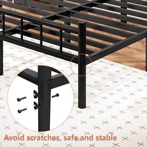 zizin queen metal bed frame with headboard and, front angle view