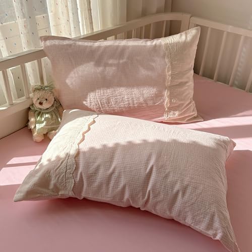VM VOUGEMARKET Pink Full Comforter Set 3 Pieces Romantic Lace Bedding Set Sim...