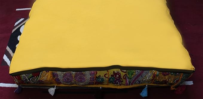 CRAFT KALA Indian Square Patchwork Traditional Pouf Cover Indian Living Room - Image 9